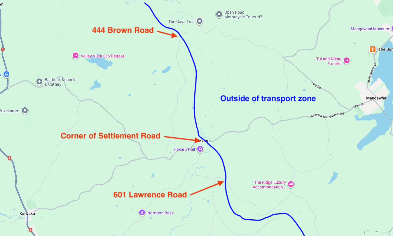 Kaiwaka School transport zone map